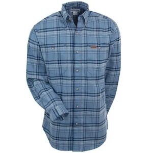 EUC Carhartt S171LKB blue Mens Midweight Flannel Plaid Work Shirt - large tall
